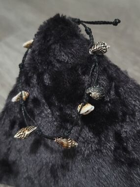 Handmade Black Cord Seashell Bracelet